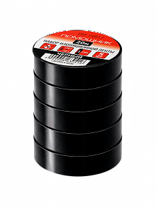 Изолента чёрная набор 5шт ПВХ 20м Помощник PM-INR12